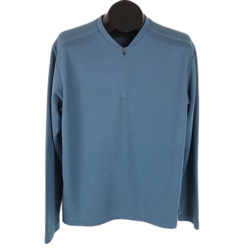 REI Pullover Men's Medium Blue Long Sleeve 1/4 Zip Polyester Casual Sweater